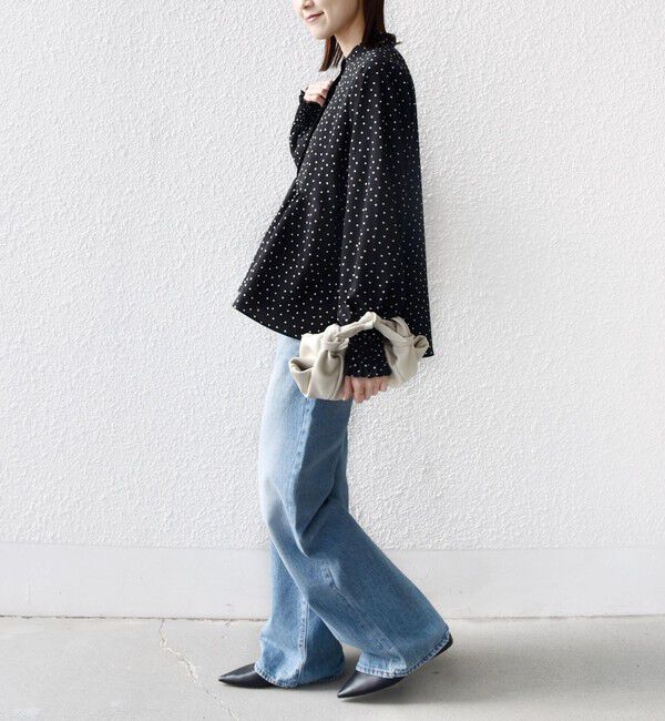 SHIPS for women「《予約》【WEB限定】〈手洗い可能〉ドット 花柄 袖 シャーリング ブラウス」|シャツ・ブラウス|