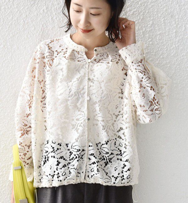 SHIPS for women「《予約》〈手洗い可能〉裾 ドロスト レース ブラウス」|シャツ・ブラウス|