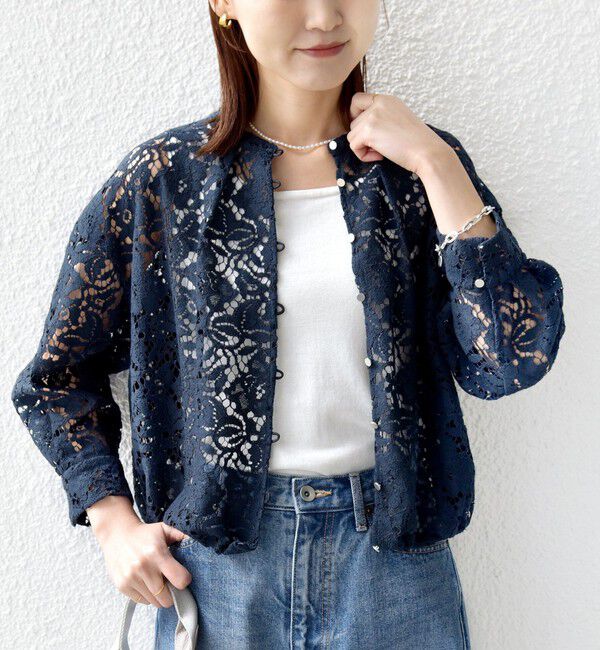 SHIPS for women「《予約》〈手洗い可能〉裾 ドロスト レース ブラウス」|シャツ・ブラウス|