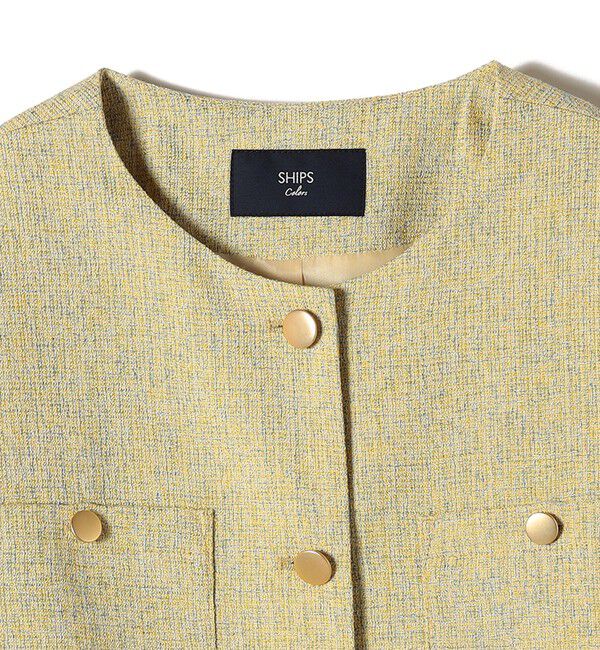 SHIPS Colors 「《予約》SHIPS Colors:〈手洗い可能〉ツイードライク クロップド ジャケット 3◆」|ノーカラージャケット|