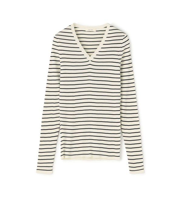 DES PRES「コットンアセテートリブ Vネックプルオーバー」|ニット・セーター|14 ホワイト系