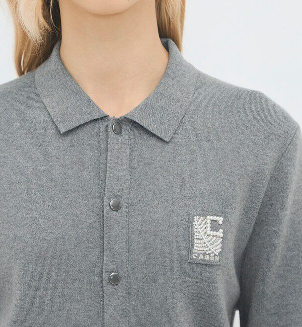 CABaN「コットンカシミヤ パールロゴポロカーディガン」|カーディガン|
