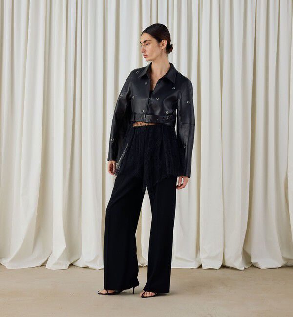 DES PRES「ラムレザーアイレット クロップドブルゾン」|ライダースジャケット|