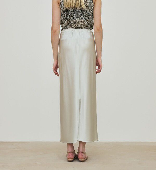 DES PRES「シルクストレッチサテン エラスティックストレートスカート」|タイト|