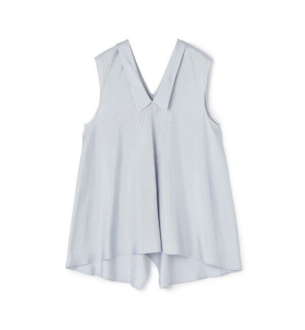 DES PRES「シルクストライプ スカーフラインブラウス」|シャツ・ブラウス|62 ライトブルー系