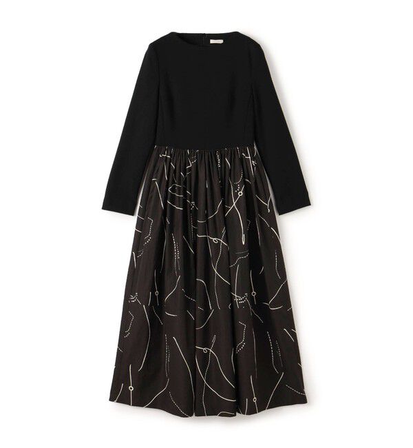 DES PRES「コードステッチプリント コンビコクーンワンピース」|ワンピース|18 ブラック系