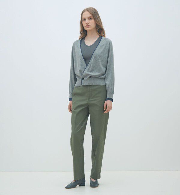 MACPHEE「ファブリックコンビ Vネックカーディガン」|カーディガン|