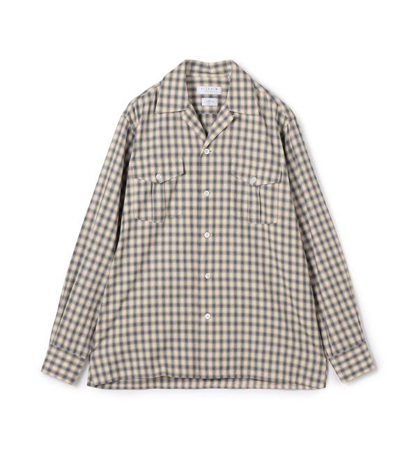 TOMORROWLAND MENS「コットンオンブレーチェック ダブルポケットオープンカラーシャツ ALBINI」|シャツ・ブラウス|62 ブルーチェック