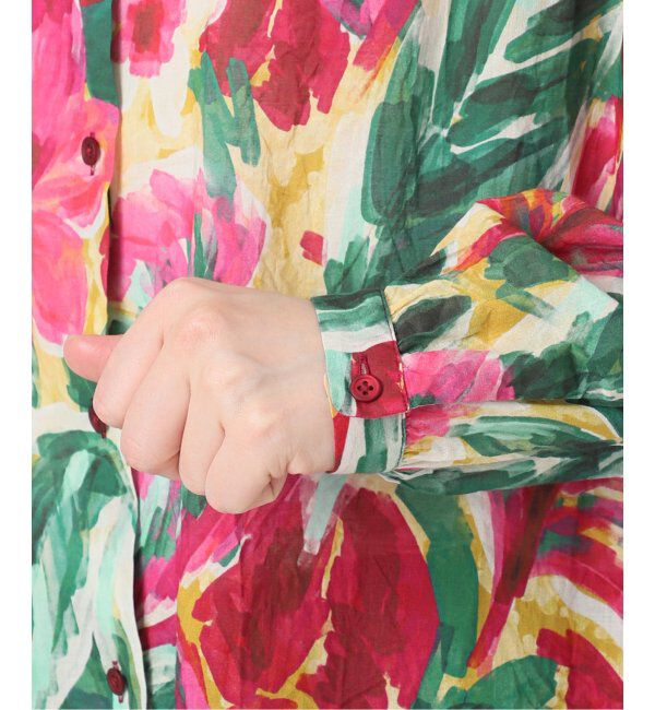 IENA LA BOUCLE「IENA LA BOUCLE DEVEAUX ペイントフラワーギャザーシャツ」|シャツ・ブラウス|