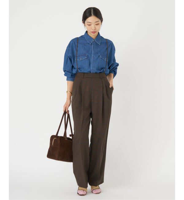 IENA「サスペンダーチェックパンツ」|スラックス|