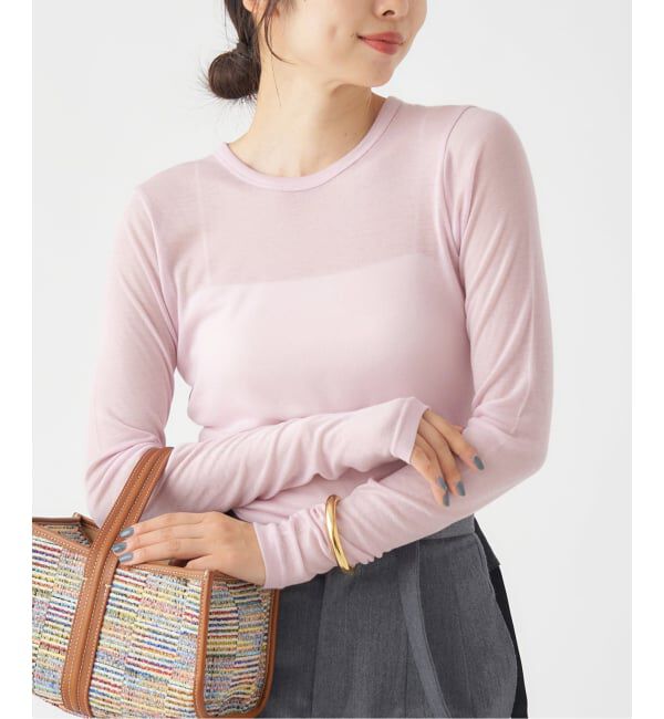IENA「《追加2》リヨセルカシミヤロングTシャツ」|Tシャツ・カットソー|ピンク