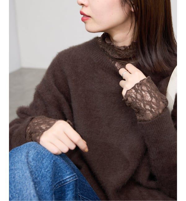 SLOBE IENA「《一部カラーWEB限定あり/追加》ストレッチレースタートルプルオーバー」|Tシャツ・カットソー|ブラウン