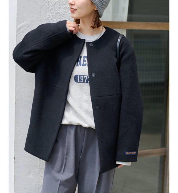 JOURNAL STANDARD relume「《追加》スーパーファインビーバークルーネックコート」|ノーカラーコート|