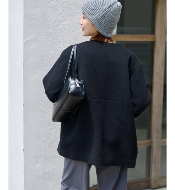 JOURNAL STANDARD relume「《追加》スーパーファインビーバークルーネックコート」|ノーカラーコート|
