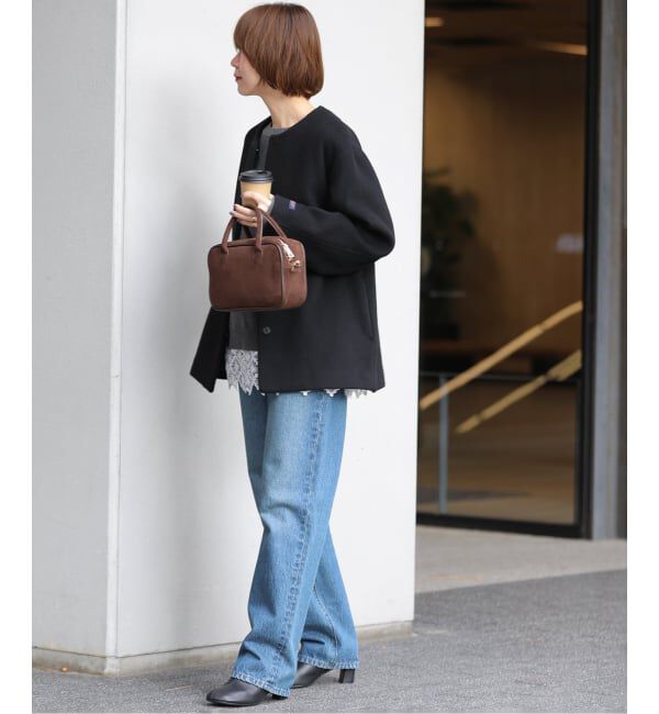 JOURNAL STANDARD relume「《追加》スーパーファインビーバークルーネックコート」|ノーカラーコート|