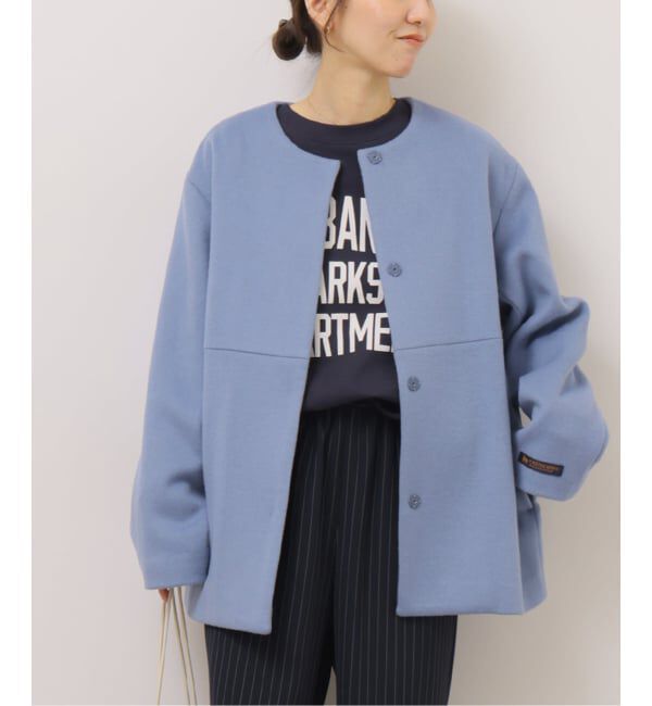 JOURNAL STANDARD relume「《追加》スーパーファインビーバークルーネックコート」|ノーカラーコート|