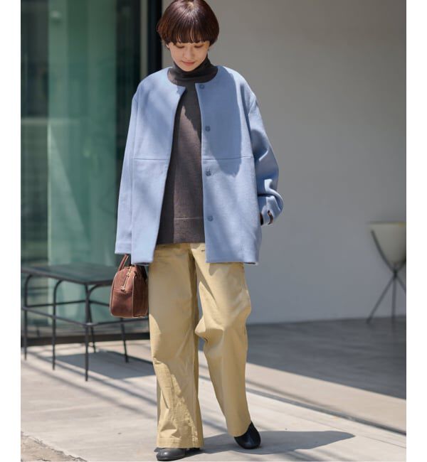JOURNAL STANDARD relume「《追加》スーパーファインビーバークルーネックコート」|ノーカラーコート|