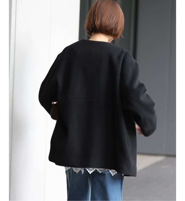 JOURNAL STANDARD relume「《追加》スーパーファインビーバークルーネックコート」|ノーカラーコート|