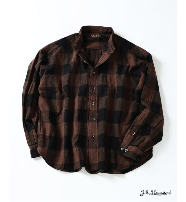 J.S.Homestead「J.S.Homestead / バッファロー プレイド スタンド ウールシャツ」|シャツ・ブラウス|