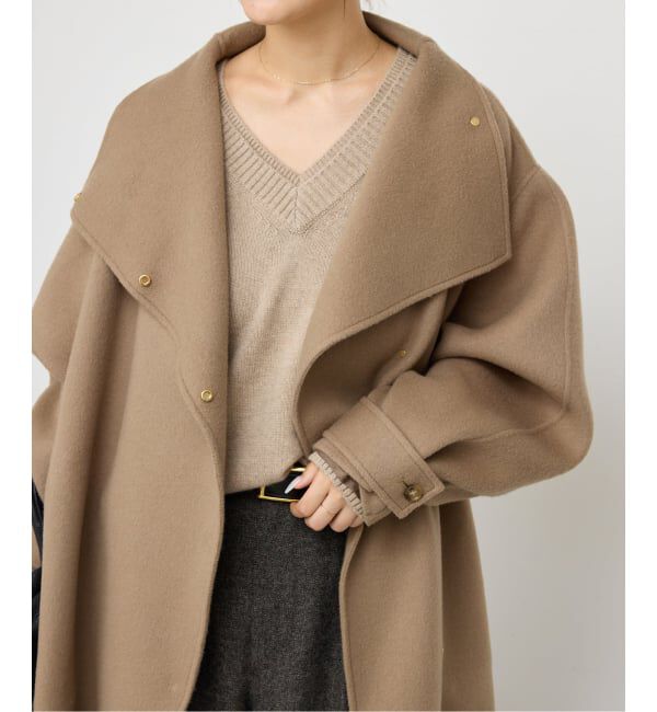 Spick and Span「《WEB限定 / 追加2》ビーバーニュアンスカラーオーバーコート」|ノーカラーコート|