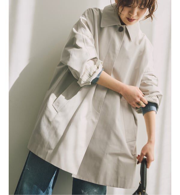 Spick and Span「《予約》T/Cギャバステンカラーハーフコート」|ステンカラーコート|