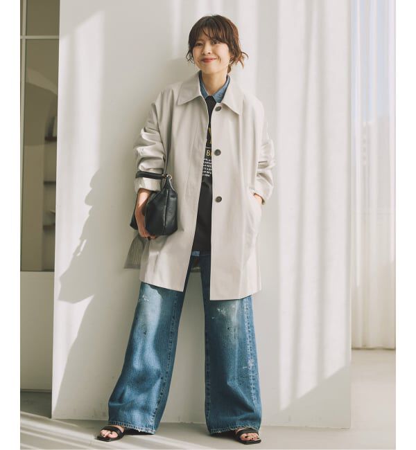 Spick and Span「《予約》T/Cギャバステンカラーハーフコート」|ステンカラーコート|