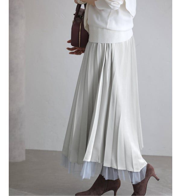  「【洗える】ダブルアコーディオンプリーツスカート」|スカート|グレーB