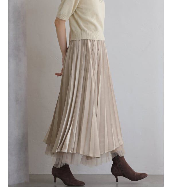  「【洗える】ダブルアコーディオンプリーツスカート」|スカート|