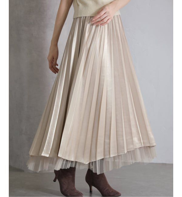  「【洗える】ダブルアコーディオンプリーツスカート」|スカート|