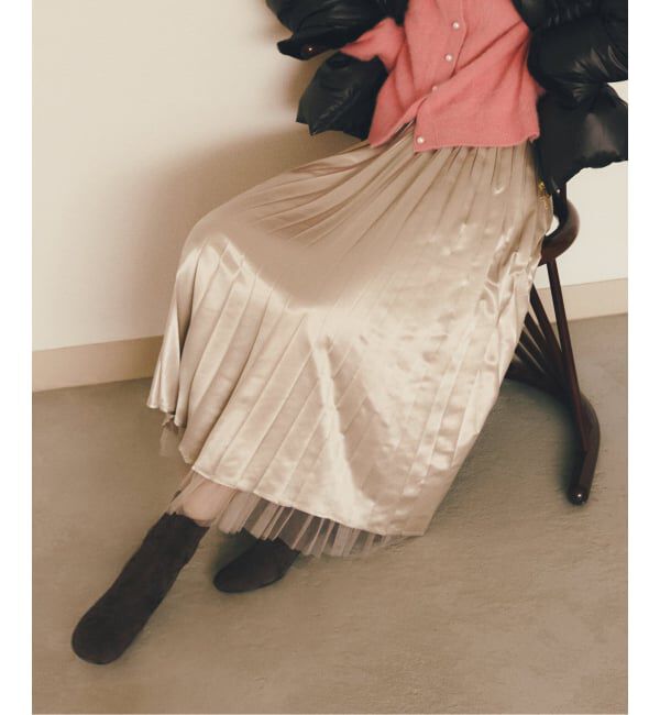  「【洗える】ダブルアコーディオンプリーツスカート」|スカート|ベージュ