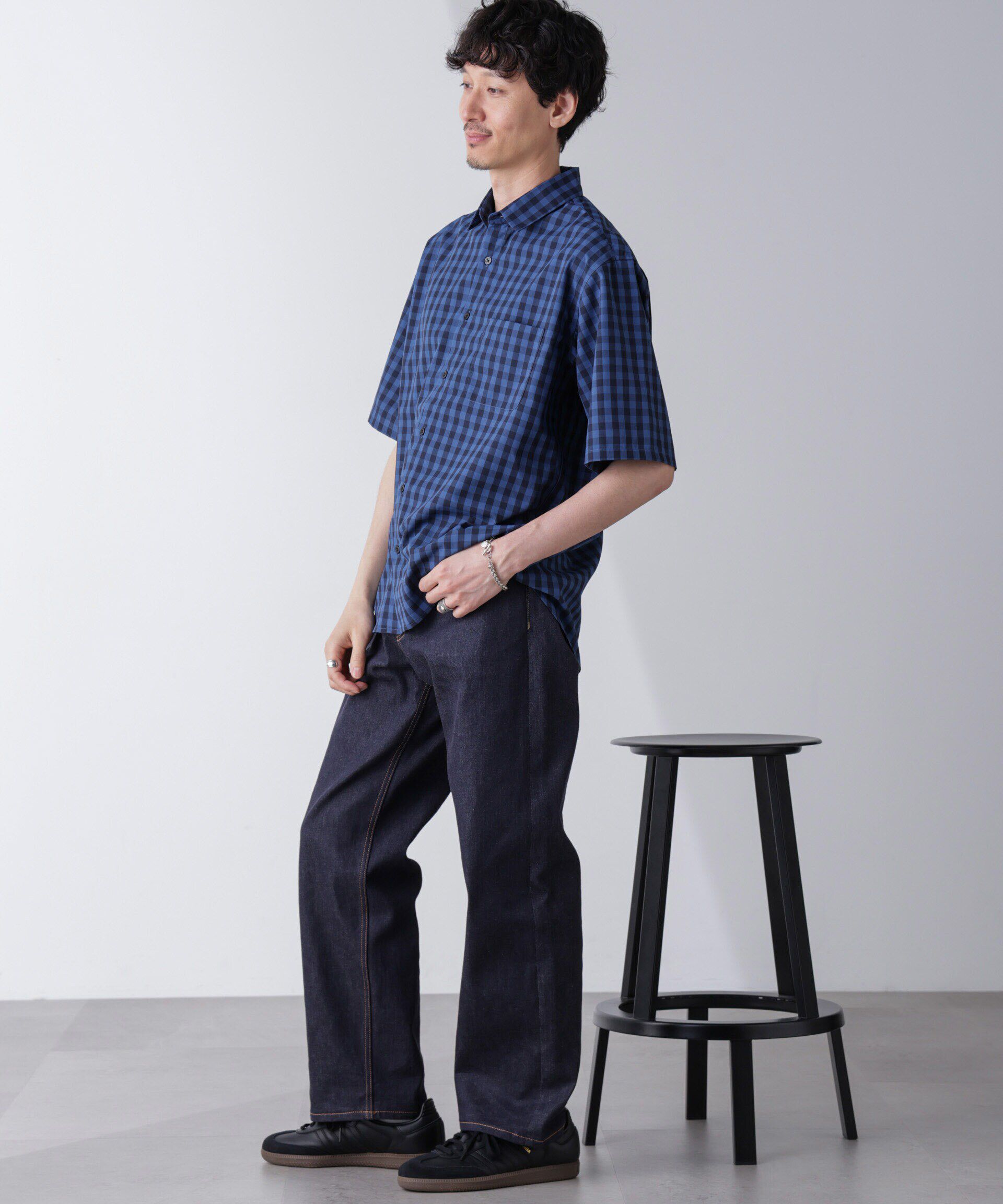 nano･universe「リラックスギンガムシャツ 半袖」|シャツ・ブラウス|