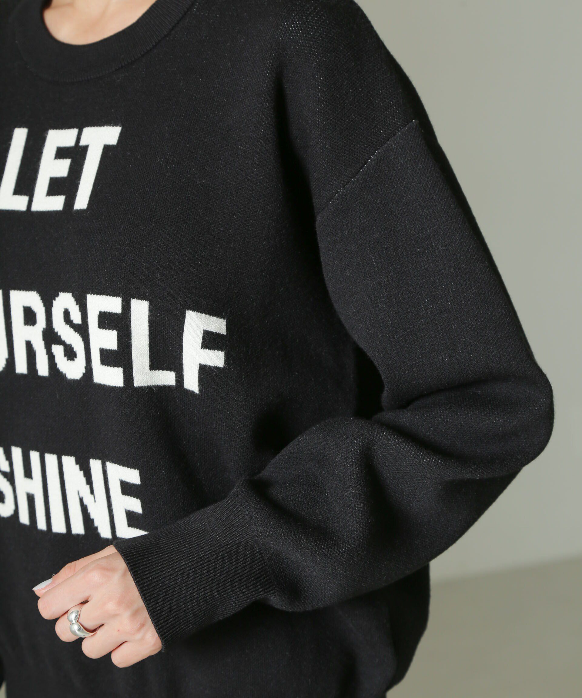 nano･universe「ダブルジャガードロゴニット」|ニット・セーター|