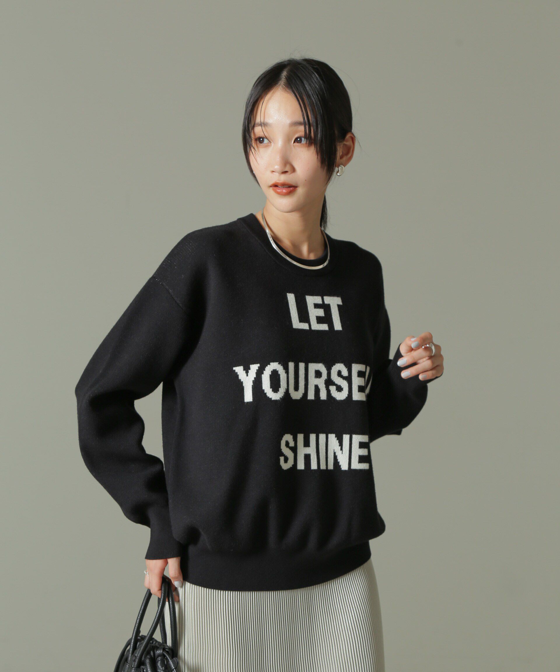 nano･universe「ダブルジャガードロゴニット」|ニット・セーター|