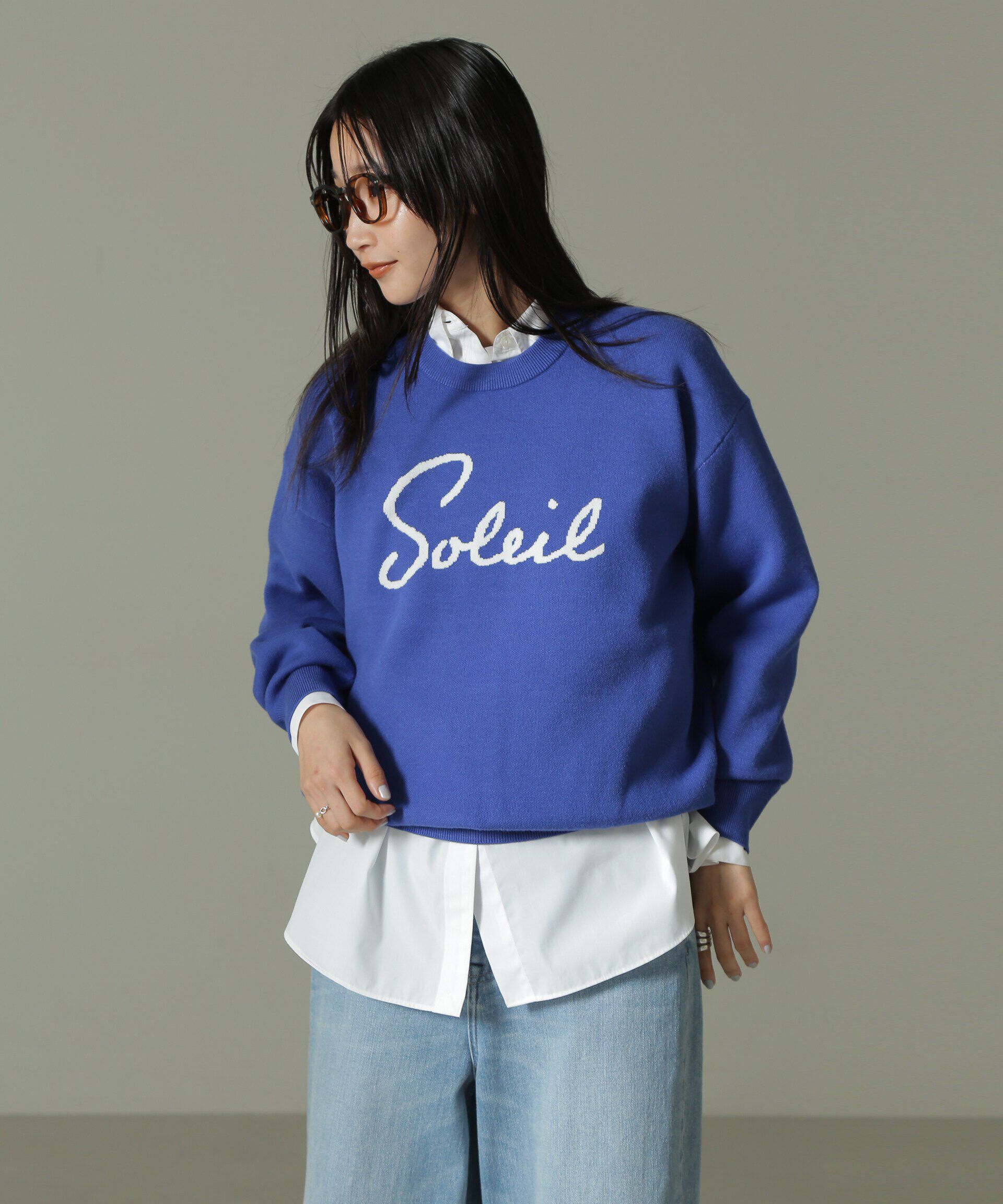 nano･universe「ダブルジャガードロゴニット」|ニット・セーター|