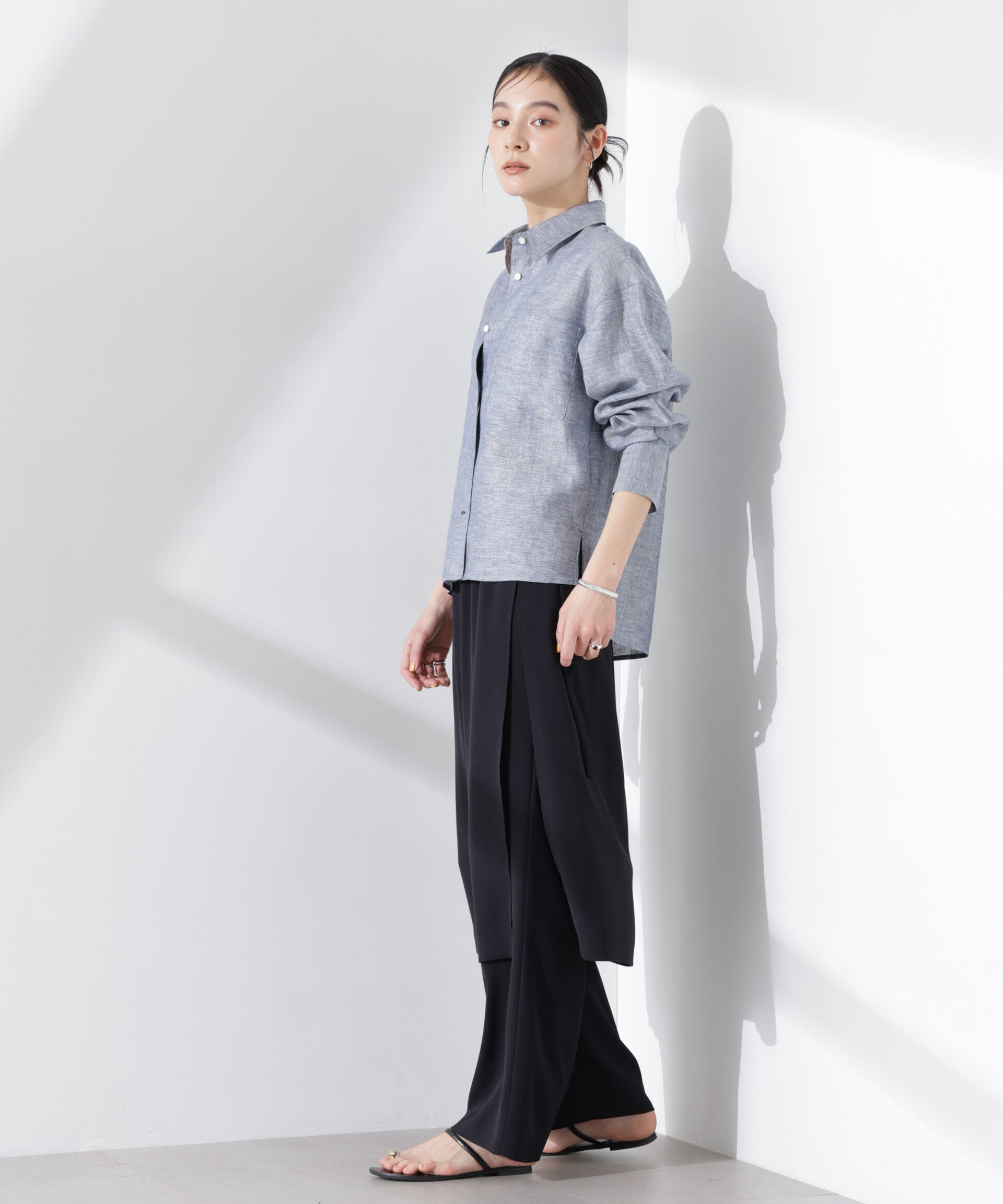 nano･universe「ヨーロピアンフラックス シアーシャツ（セットアップ可）」|シャツ・ブラウス|