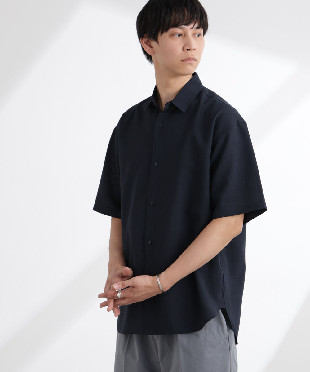 nano･universe「ライトウェイトドライシャツ 半袖(セットアップ可)」|シャツ・ブラウス|ネイビー