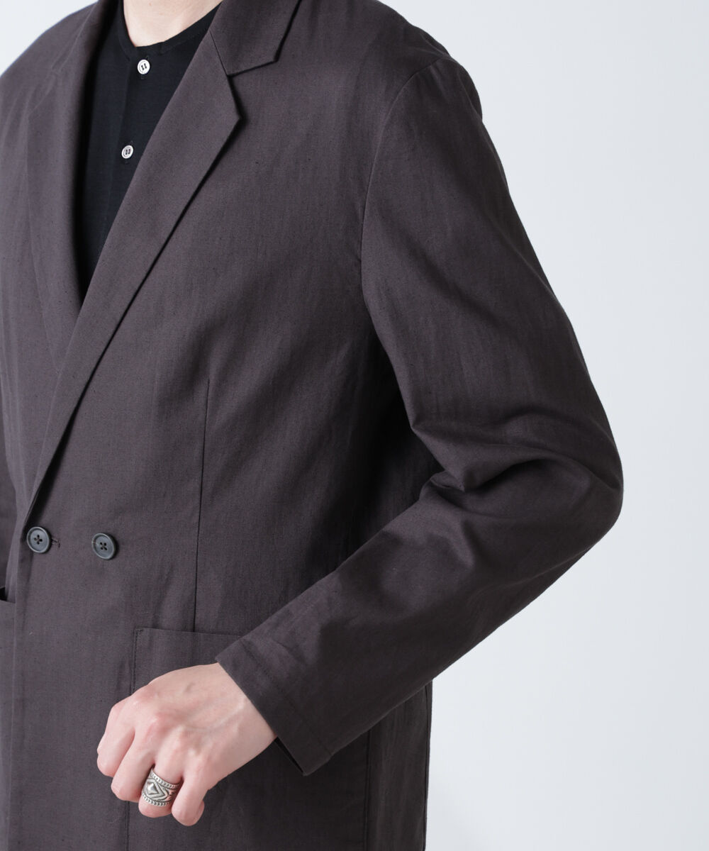 nano･universe「「BELGIUM LINEN FABRICS」リネンコットンダブルジャケット(セットアップ可)」|テーラードジャケット|