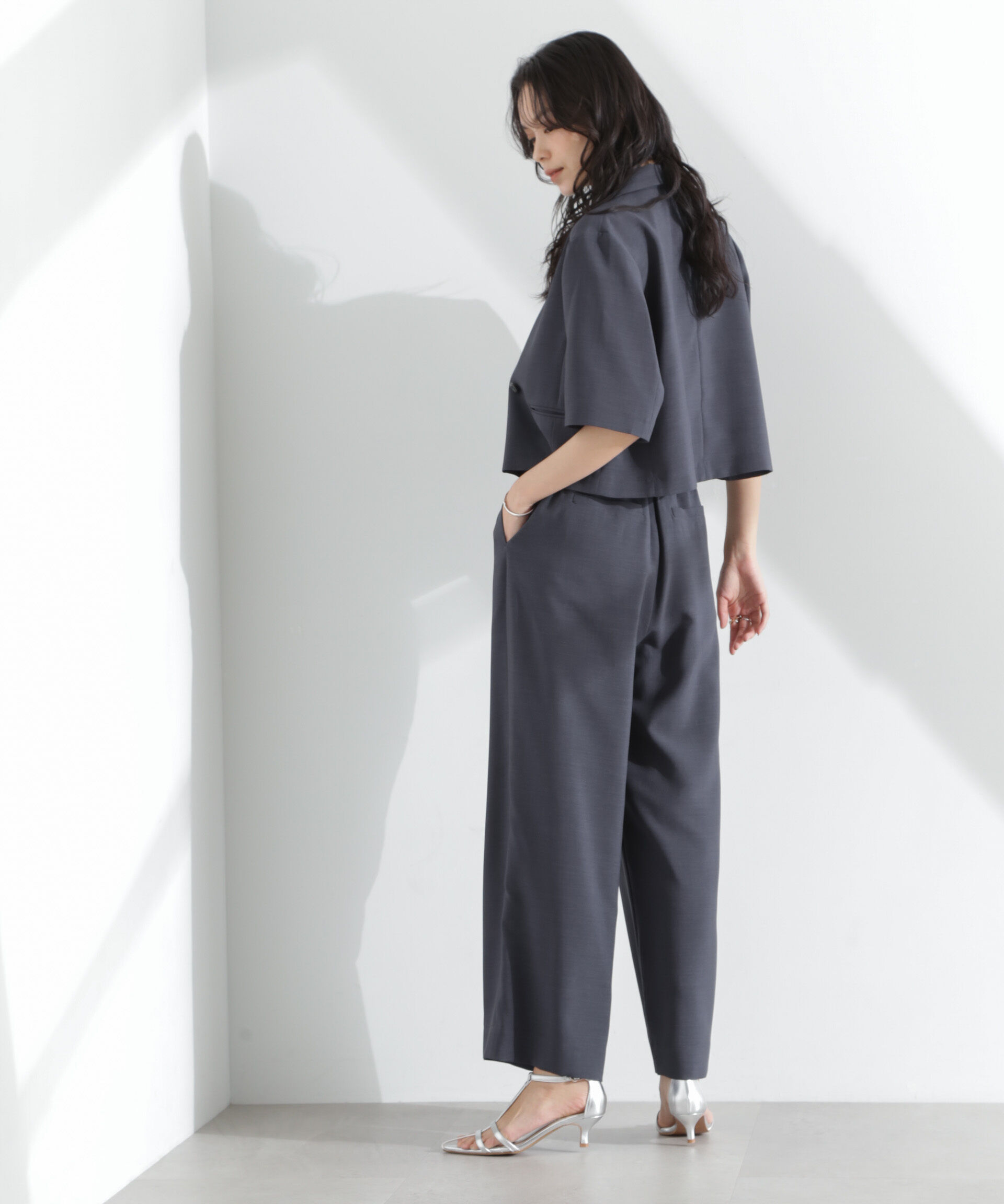 nano･universe「メランジドライ イージーワイドパンツ(セットアップ可)」|チノ|