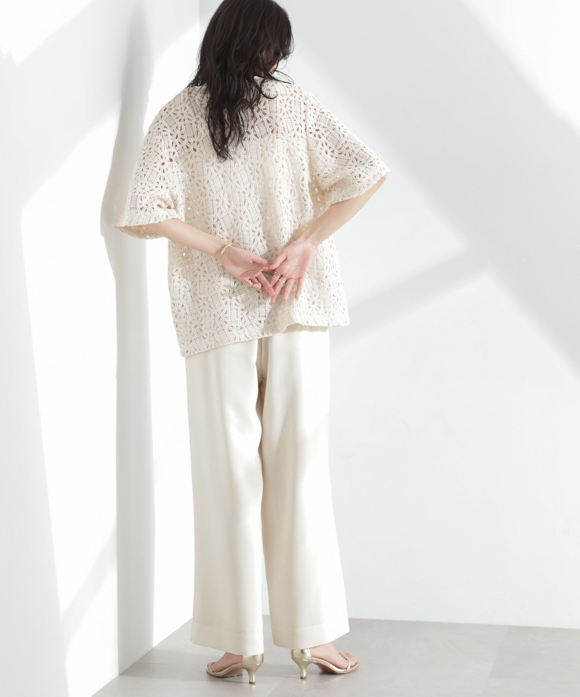 nano･universe「メランジドライ イージーワイドパンツ(セットアップ可)」|チノ|