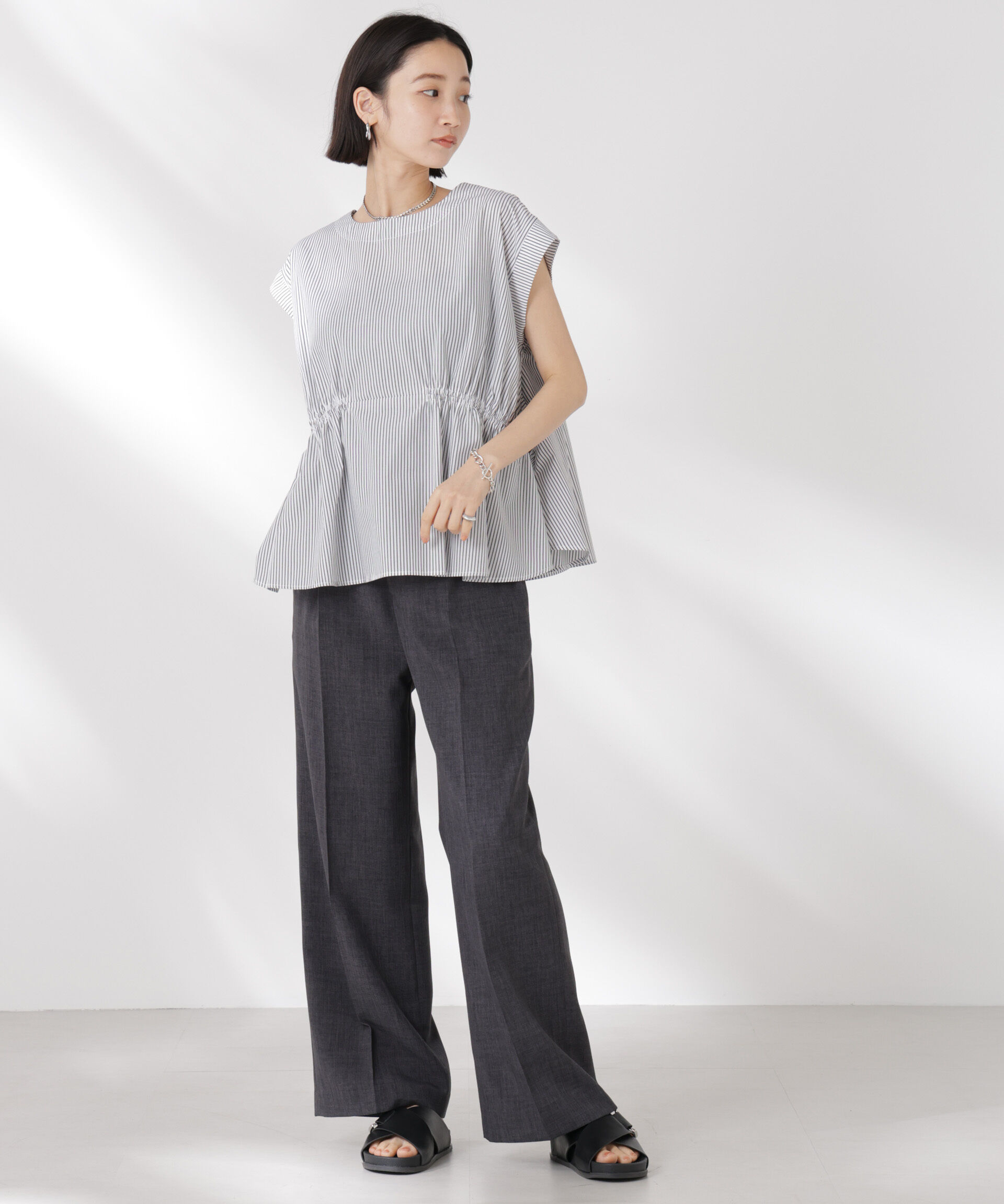 nano･universe「前後2wayギャザーデザインブラウス」|シャツ・ブラウス|