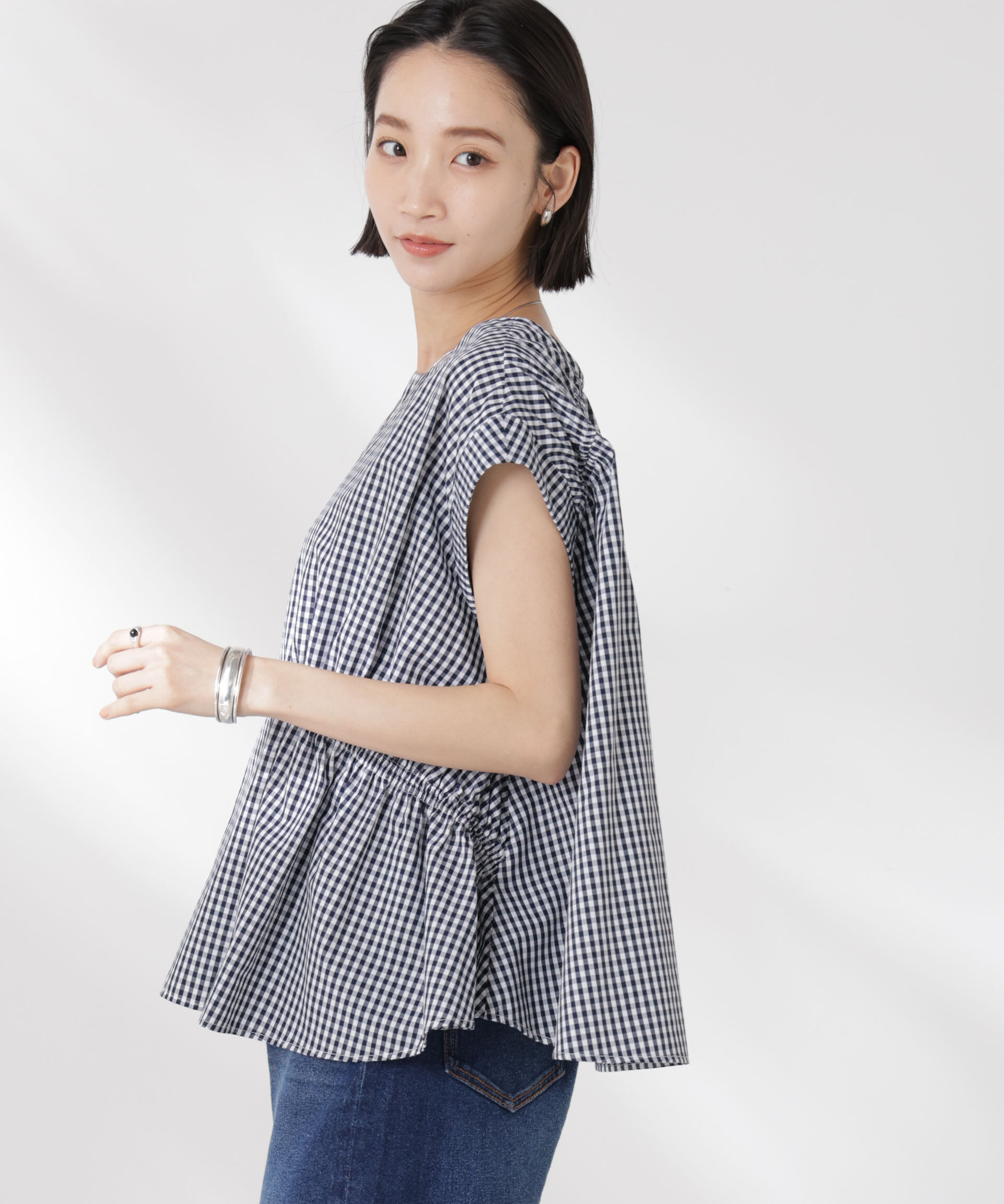 nano･universe「前後2wayギャザーデザインブラウス」|シャツ・ブラウス|