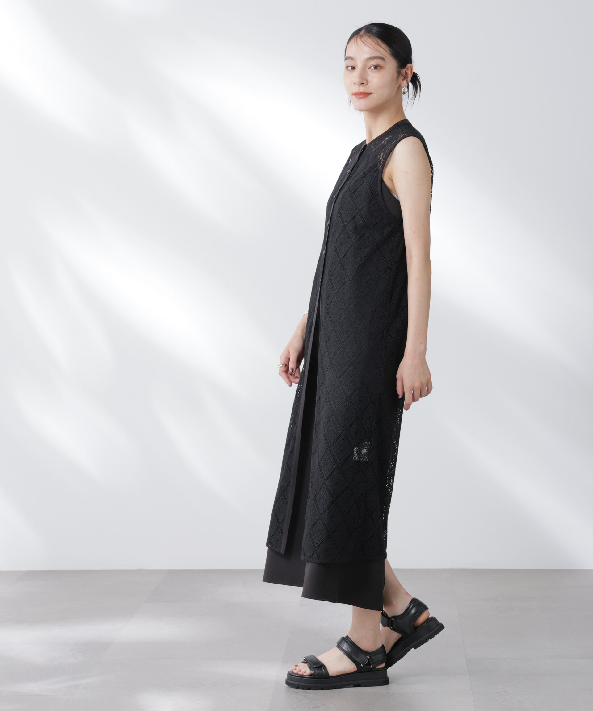 nano･universe「レースロングジレ&times;キャミワンピースセット」|ワンピース|