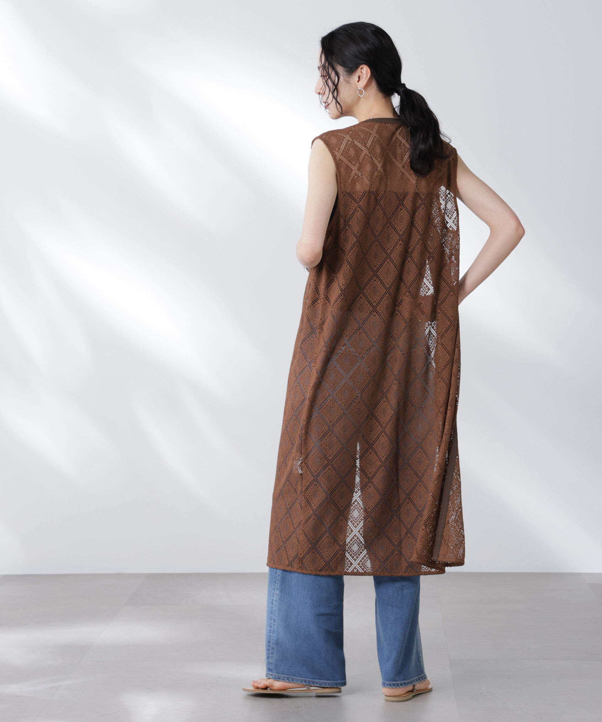 nano･universe「レースロングジレ&times;キャミワンピースセット」|ワンピース|