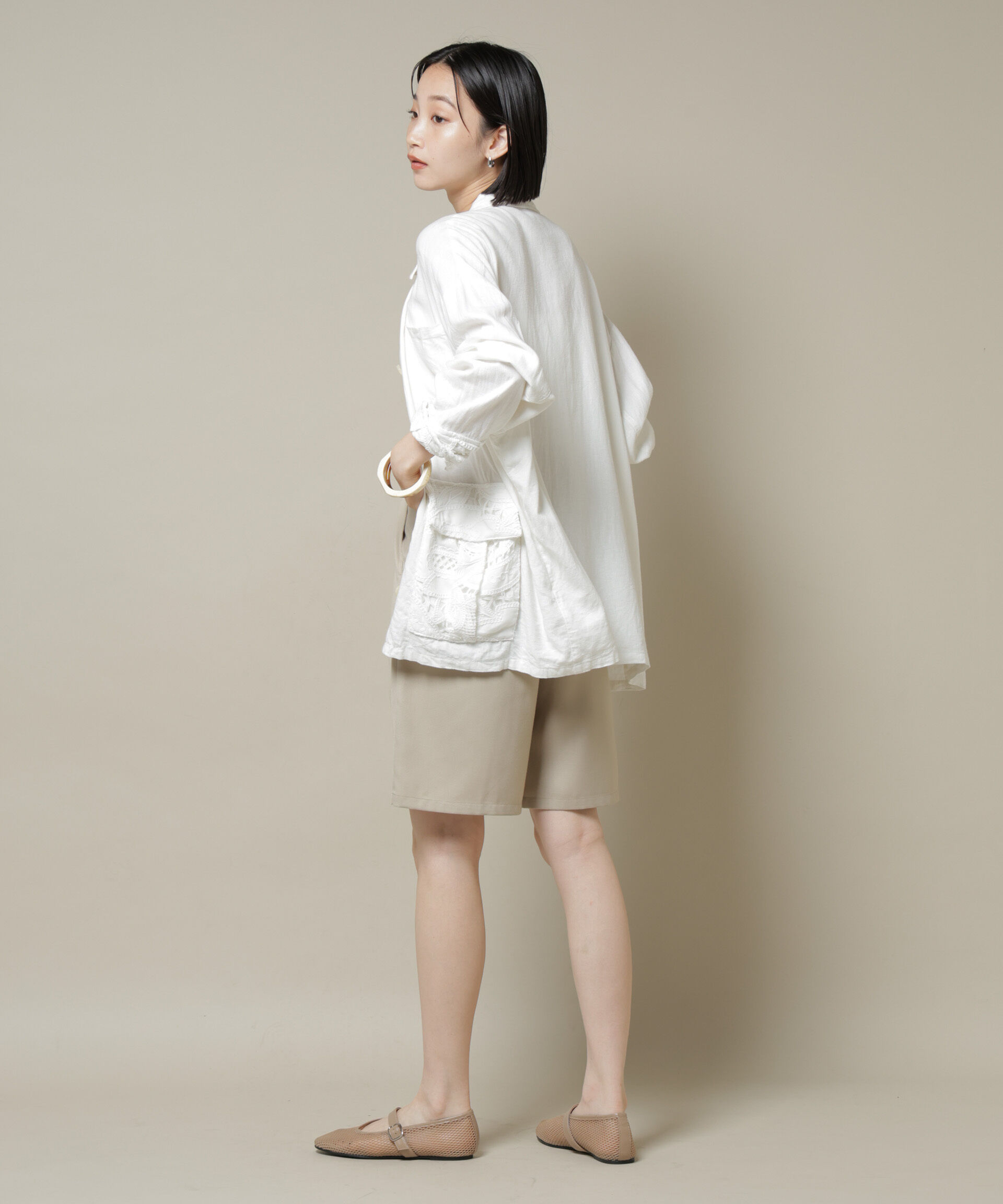 nano･universe「ワンタックショートパンツ(セットアップ可)」|チノ|