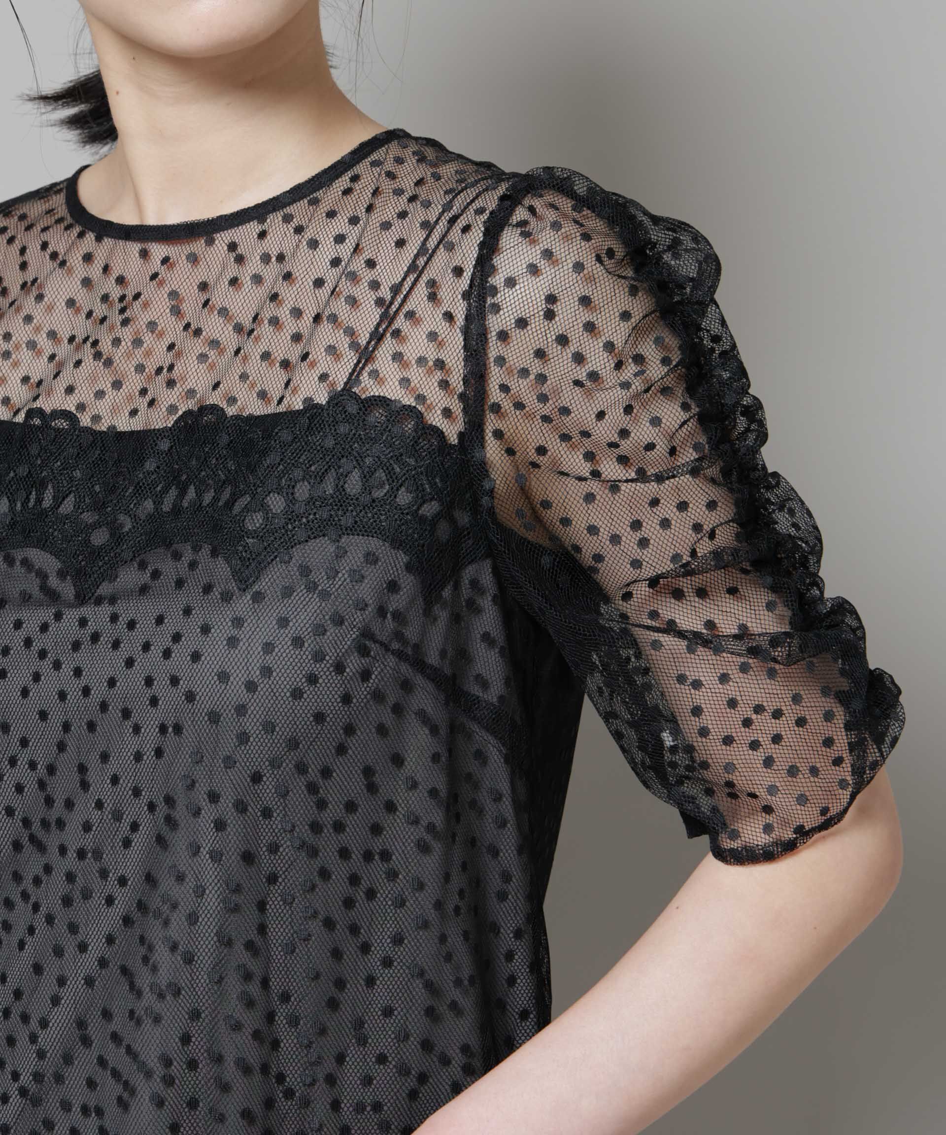 nano･universe「troisiemechaco/ドットチュールジャガードワンピース」|ワンピース|