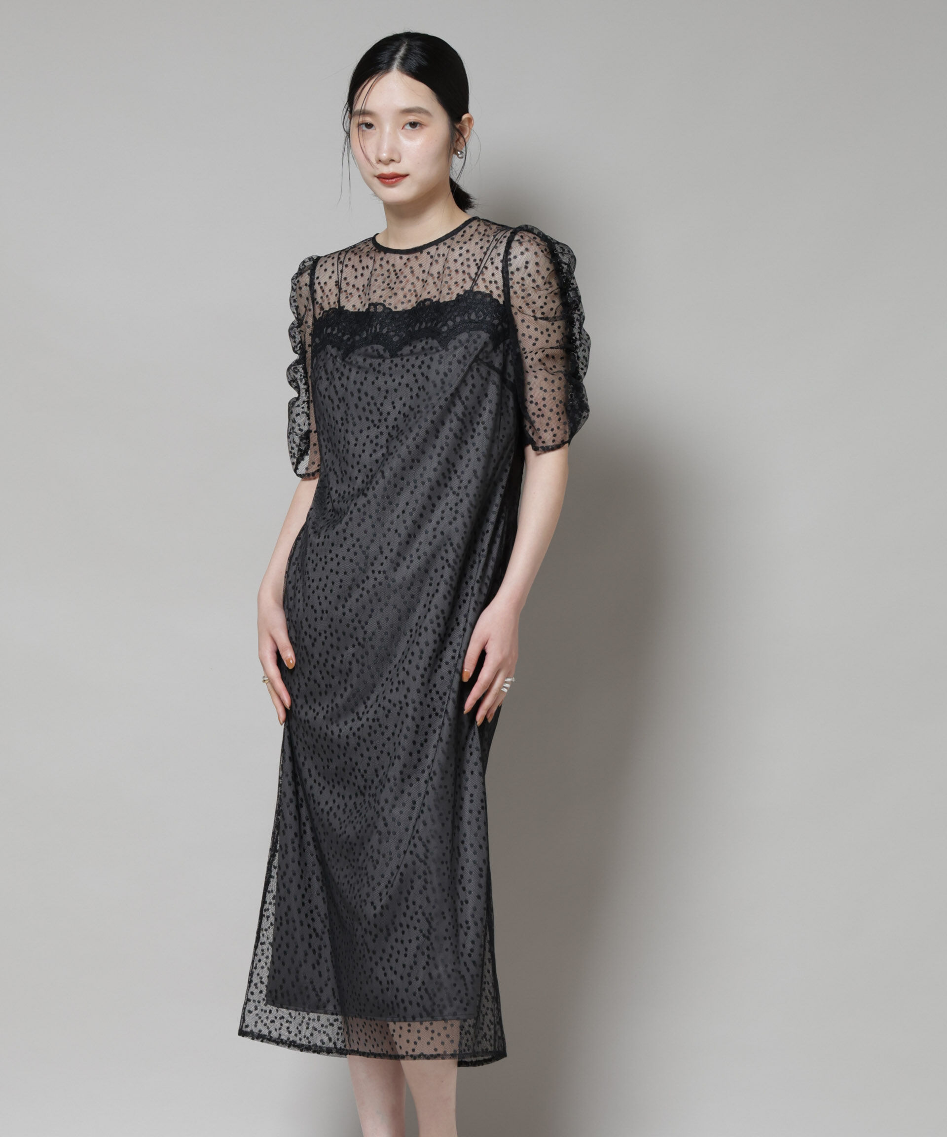nano･universe「troisiemechaco/ドットチュールジャガードワンピース」|ワンピース|