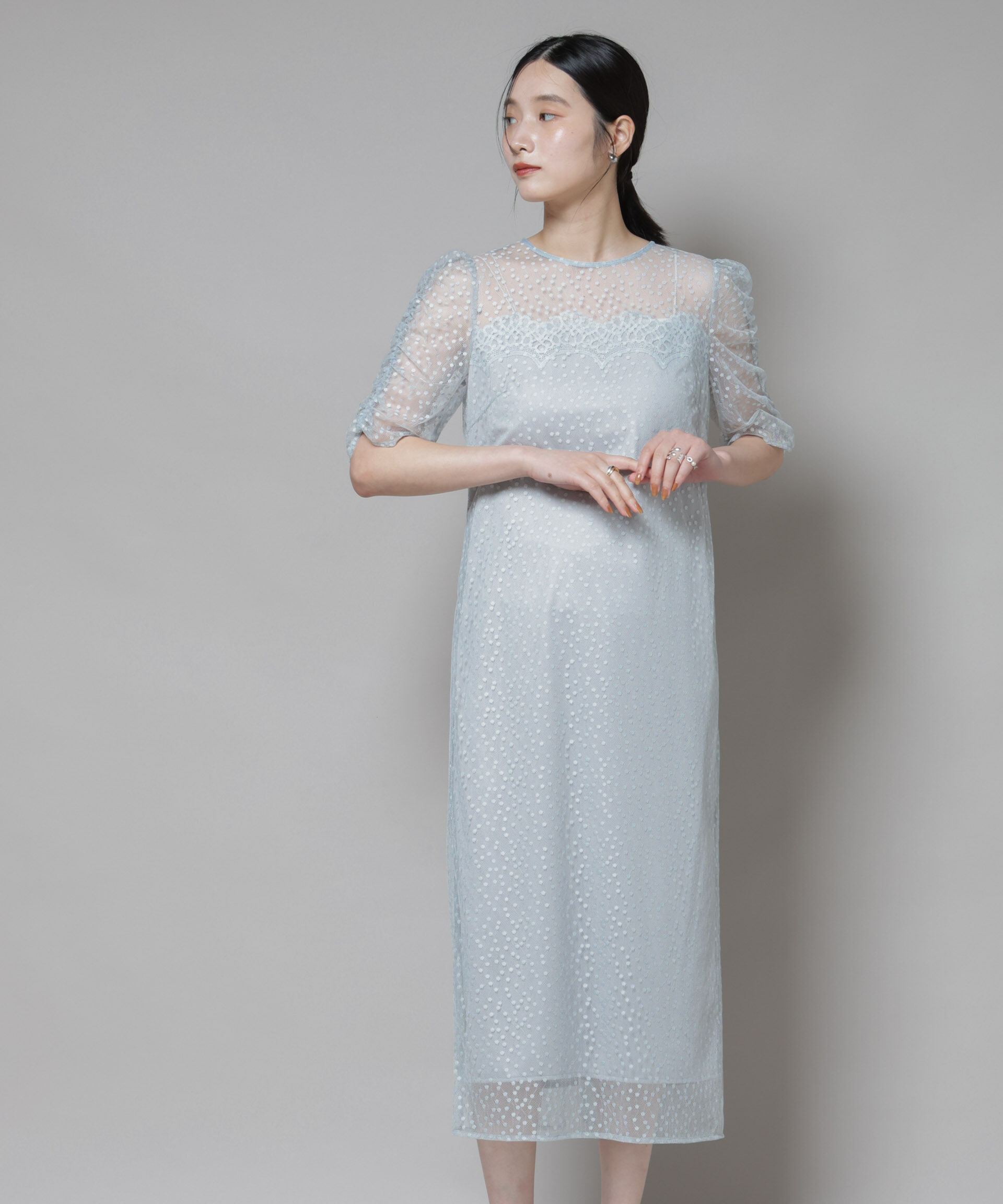 nano･universe「troisiemechaco/ドットチュールジャガードワンピース」|ワンピース|