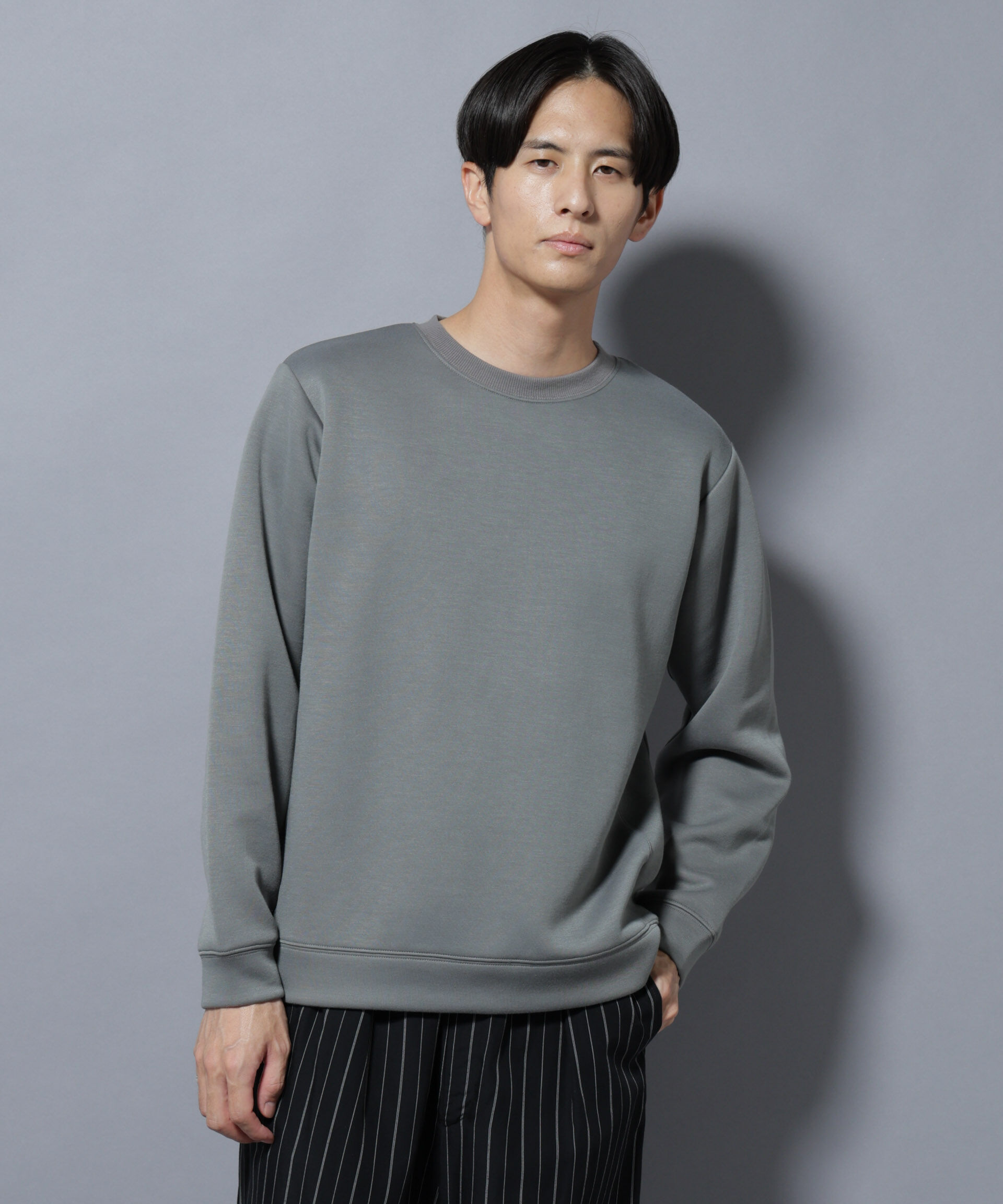 nano･universe「パネルダンボールプルオーバー 長袖(セットアップ可)」|Tシャツ・カットソー|グレー