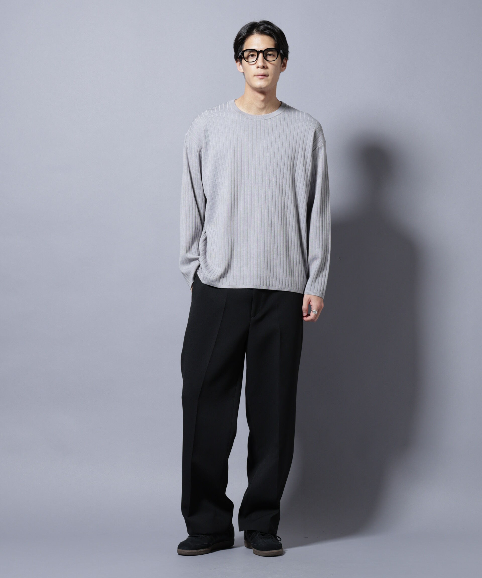 nano･universe「CICA&UVカット リブニットクルーネック」|ニット・セーター|