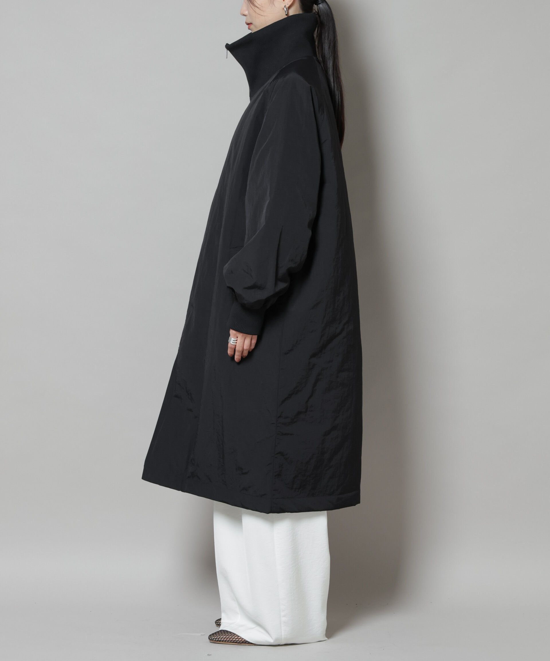 nano･universe「撥水加工・機能中綿 ジップアップリブロングコート」|その他|